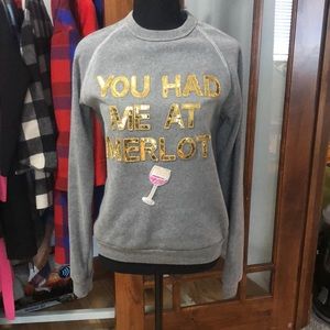 Bow & Drape M ‘You had me at Merlot’ crewneck sweatshirt